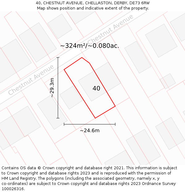 40, CHESTNUT AVENUE, CHELLASTON, DERBY, DE73 6RW: Plot and title map