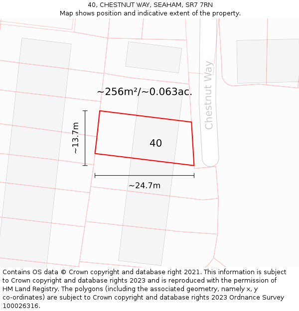 40, CHESTNUT WAY, SEAHAM, SR7 7RN: Plot and title map