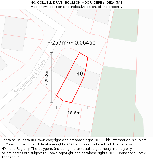40, COLWELL DRIVE, BOULTON MOOR, DERBY, DE24 5AB: Plot and title map