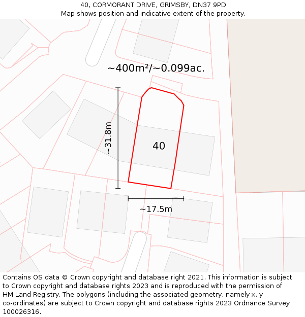 40, CORMORANT DRIVE, GRIMSBY, DN37 9PD: Plot and title map