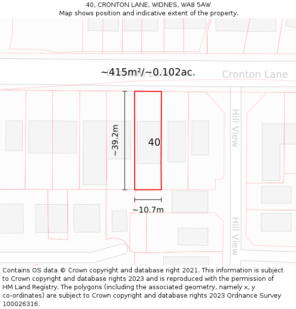 40, CRONTON LANE, WIDNES, WA8 5AW: Plot and title map