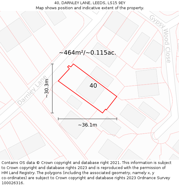 40, DARNLEY LANE, LEEDS, LS15 9EY: Plot and title map