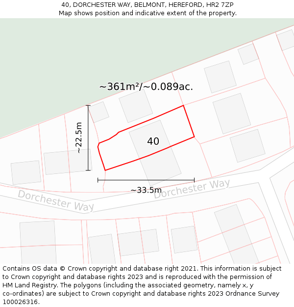 40, DORCHESTER WAY, BELMONT, HEREFORD, HR2 7ZP: Plot and title map