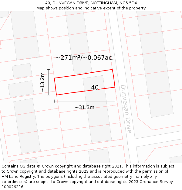 40, DUNVEGAN DRIVE, NOTTINGHAM, NG5 5DX: Plot and title map