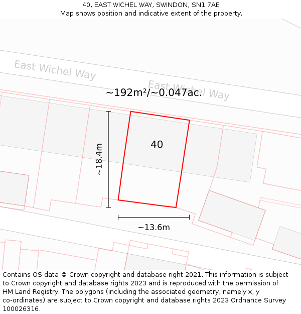 40, EAST WICHEL WAY, SWINDON, SN1 7AE: Plot and title map