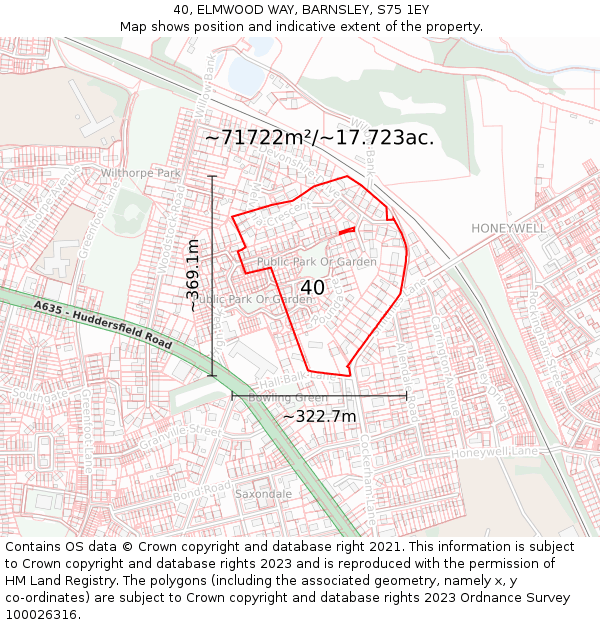 40, ELMWOOD WAY, BARNSLEY, S75 1EY: Plot and title map