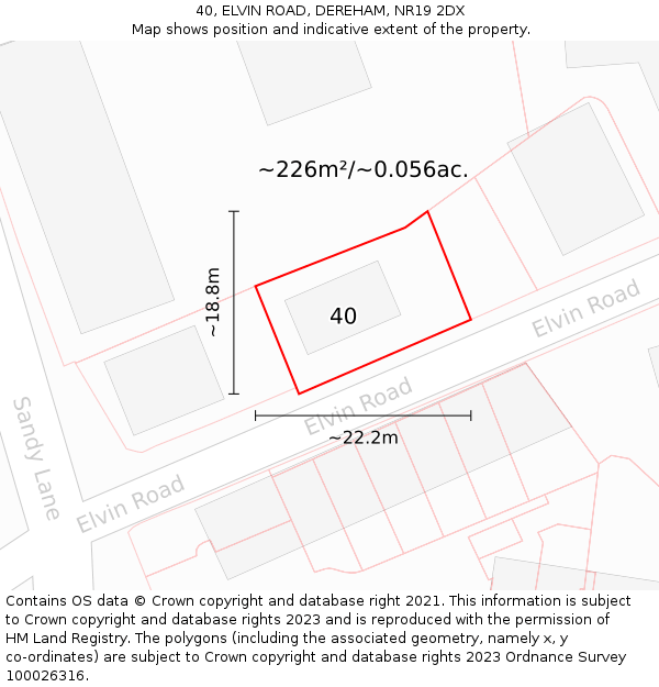 40, ELVIN ROAD, DEREHAM, NR19 2DX: Plot and title map
