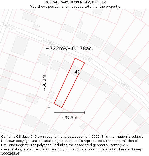 40, ELWILL WAY, BECKENHAM, BR3 6RZ: Plot and title map