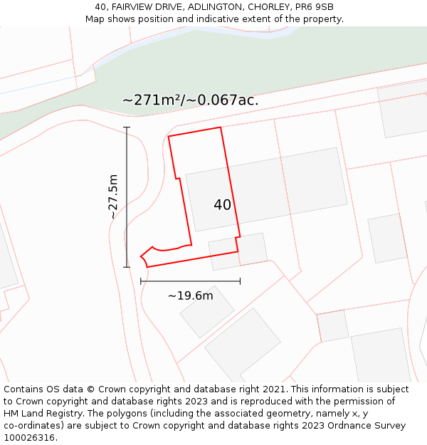 40, FAIRVIEW DRIVE, ADLINGTON, CHORLEY, PR6 9SB: Plot and title map