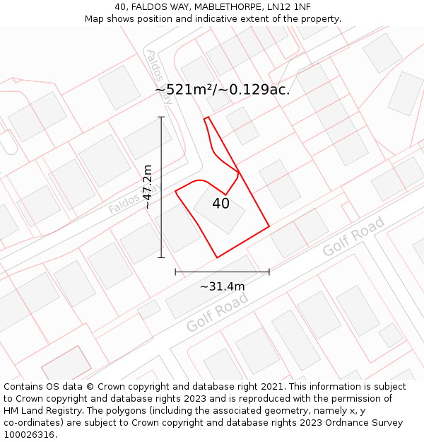 40, FALDOS WAY, MABLETHORPE, LN12 1NF: Plot and title map