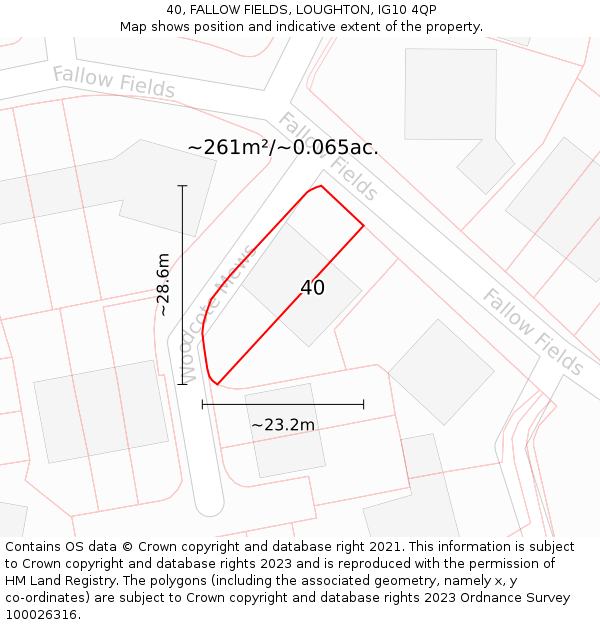 40, FALLOW FIELDS, LOUGHTON, IG10 4QP: Plot and title map