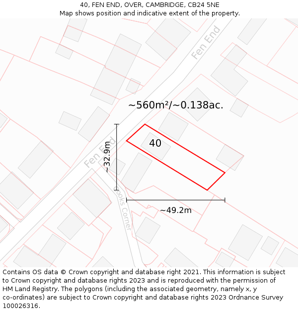 40, FEN END, OVER, CAMBRIDGE, CB24 5NE: Plot and title map