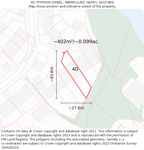 40, FFYNNON DAWEL, ABERDULAIS, NEATH, SA10 8EQ: Plot and title map
