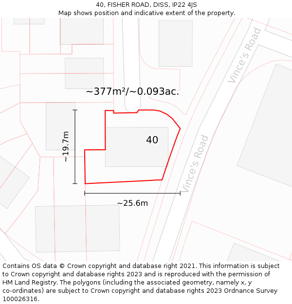 40, FISHER ROAD, DISS, IP22 4JS: Plot and title map