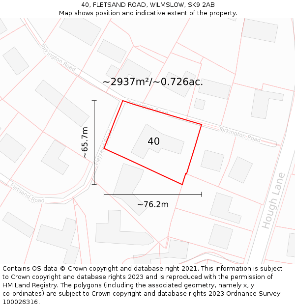 40, FLETSAND ROAD, WILMSLOW, SK9 2AB: Plot and title map
