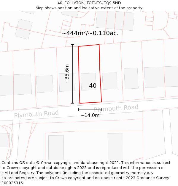 40, FOLLATON, TOTNES, TQ9 5ND: Plot and title map