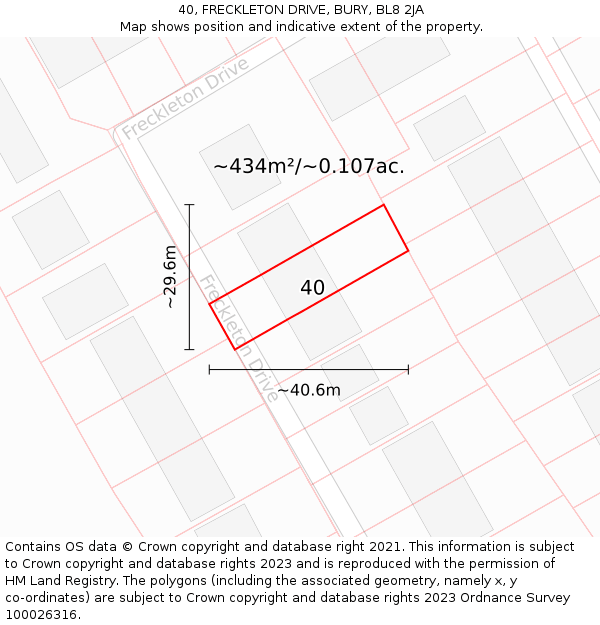 40, FRECKLETON DRIVE, BURY, BL8 2JA: Plot and title map