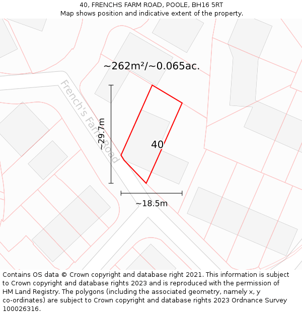 40, FRENCHS FARM ROAD, POOLE, BH16 5RT: Plot and title map