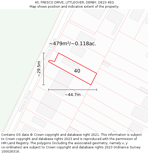40, FRESCO DRIVE, LITTLEOVER, DERBY, DE23 4EG: Plot and title map