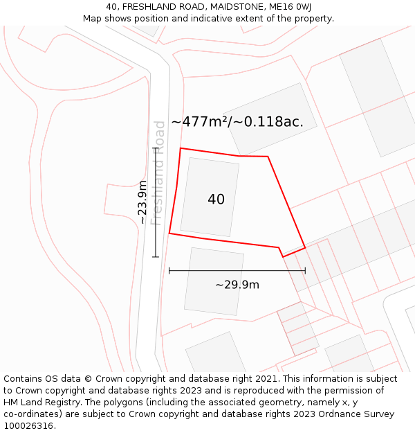 40, FRESHLAND ROAD, MAIDSTONE, ME16 0WJ: Plot and title map