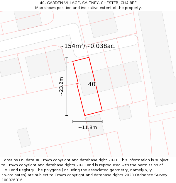 40, GARDEN VILLAGE, SALTNEY, CHESTER, CH4 8BF: Plot and title map