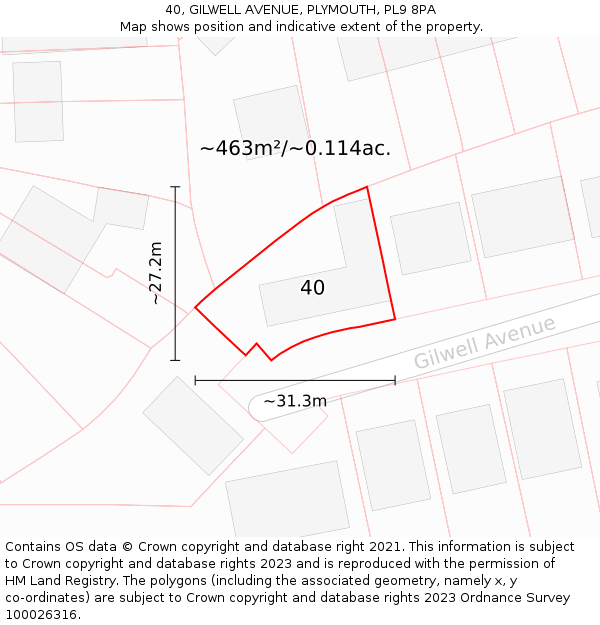 40, GILWELL AVENUE, PLYMOUTH, PL9 8PA: Plot and title map