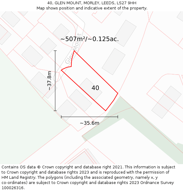 40, GLEN MOUNT, MORLEY, LEEDS, LS27 9HH: Plot and title map