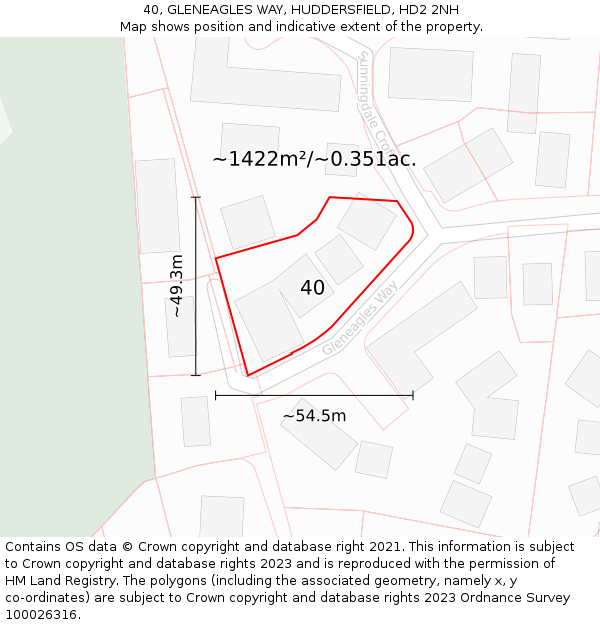 40, GLENEAGLES WAY, HUDDERSFIELD, HD2 2NH: Plot and title map