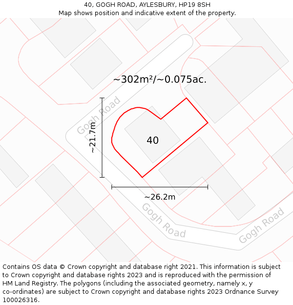 40, GOGH ROAD, AYLESBURY, HP19 8SH: Plot and title map