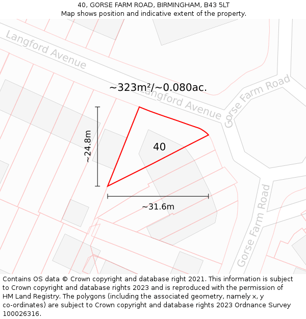 40, GORSE FARM ROAD, BIRMINGHAM, B43 5LT: Plot and title map