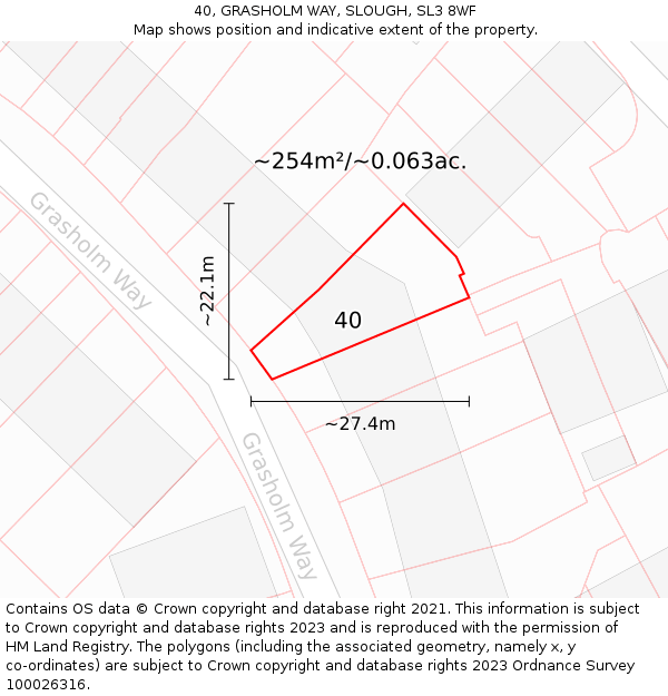 40, GRASHOLM WAY, SLOUGH, SL3 8WF: Plot and title map
