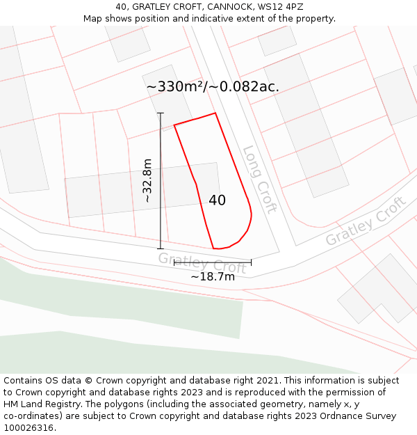 40, GRATLEY CROFT, CANNOCK, WS12 4PZ: Plot and title map