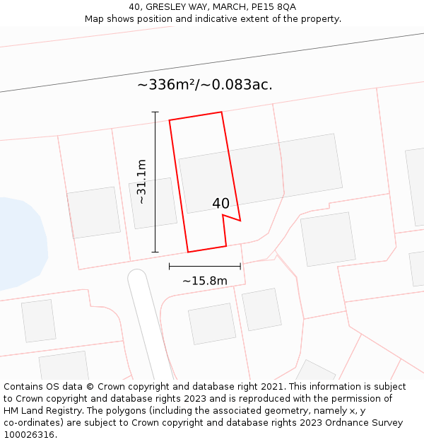 40, GRESLEY WAY, MARCH, PE15 8QA: Plot and title map