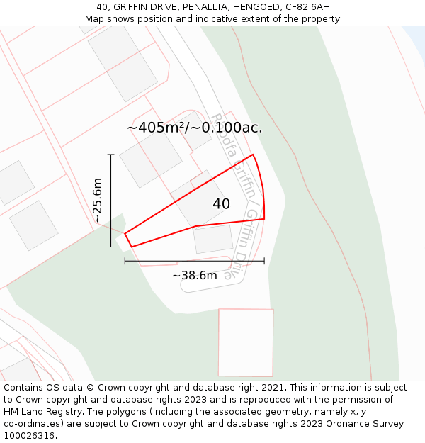 40, GRIFFIN DRIVE, PENALLTA, HENGOED, CF82 6AH: Plot and title map
