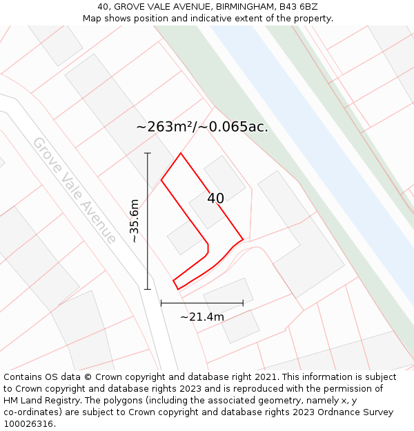 40, GROVE VALE AVENUE, BIRMINGHAM, B43 6BZ: Plot and title map