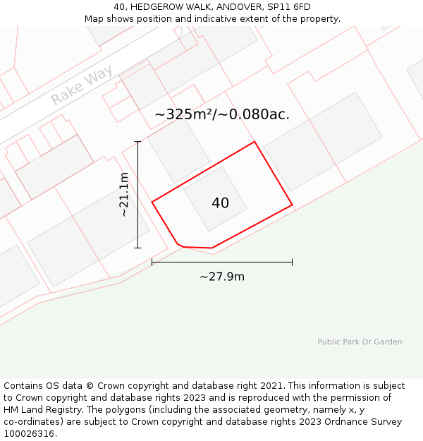 40, HEDGEROW WALK, ANDOVER, SP11 6FD: Plot and title map