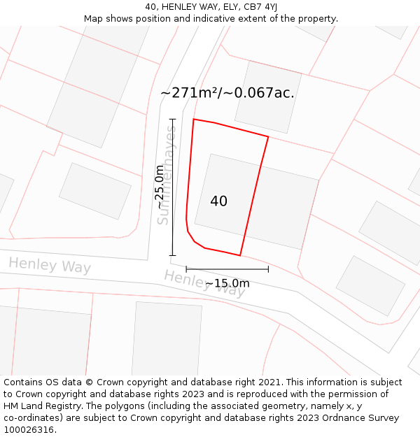 40, HENLEY WAY, ELY, CB7 4YJ: Plot and title map