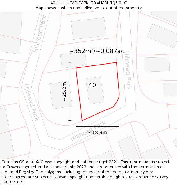 40, HILL HEAD PARK, BRIXHAM, TQ5 0HG: Plot and title map