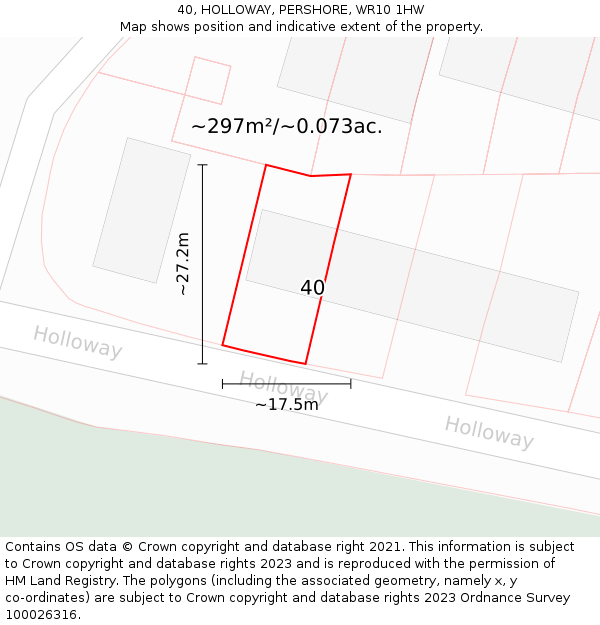 40, HOLLOWAY, PERSHORE, WR10 1HW: Plot and title map