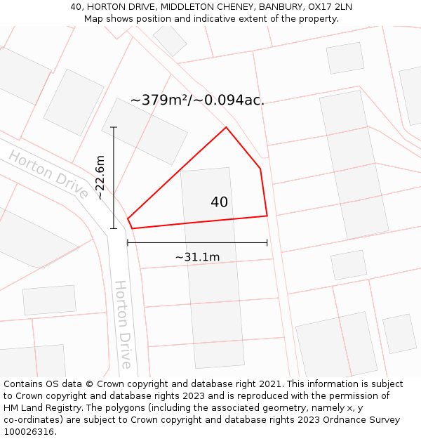 40, HORTON DRIVE, MIDDLETON CHENEY, BANBURY, OX17 2LN: Plot and title map