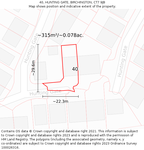 40, HUNTING GATE, BIRCHINGTON, CT7 9JB: Plot and title map