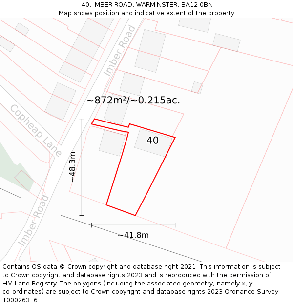 40, IMBER ROAD, WARMINSTER, BA12 0BN: Plot and title map