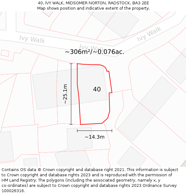 40, IVY WALK, MIDSOMER NORTON, RADSTOCK, BA3 2EE: Plot and title map