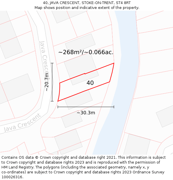 40, JAVA CRESCENT, STOKE-ON-TRENT, ST4 8RT: Plot and title map