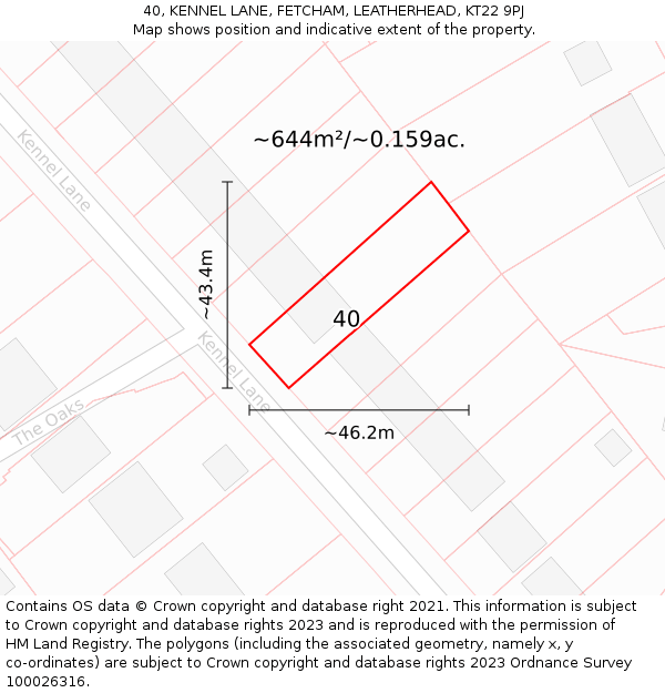 40, KENNEL LANE, FETCHAM, LEATHERHEAD, KT22 9PJ: Plot and title map