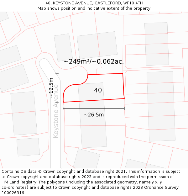 40, KEYSTONE AVENUE, CASTLEFORD, WF10 4TH: Plot and title map