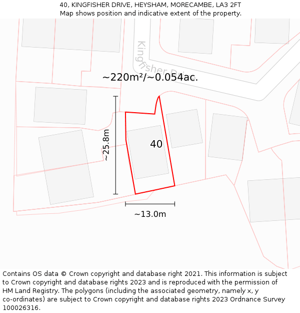 40, KINGFISHER DRIVE, HEYSHAM, MORECAMBE, LA3 2FT: Plot and title map