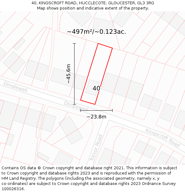 40, KINGSCROFT ROAD, HUCCLECOTE, GLOUCESTER, GL3 3RG: Plot and title map