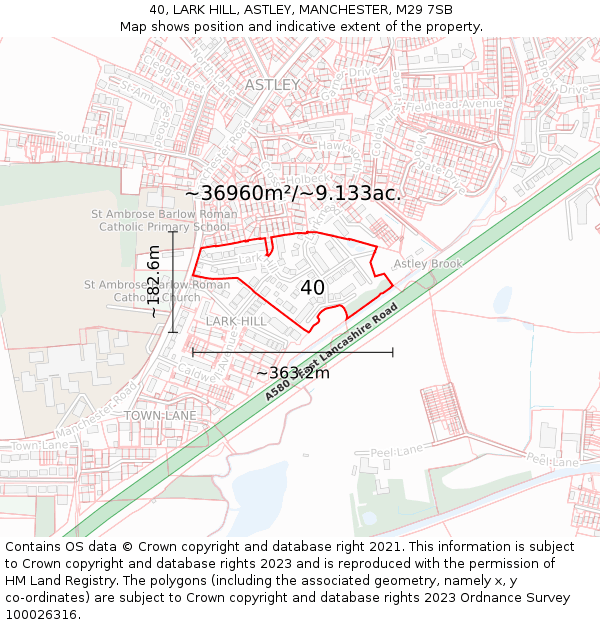 40, LARK HILL, ASTLEY, MANCHESTER, M29 7SB: Plot and title map