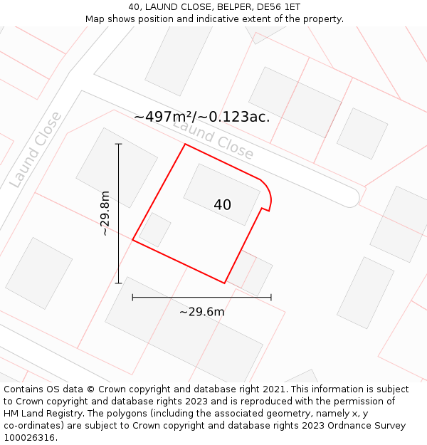 40, LAUND CLOSE, BELPER, DE56 1ET: Plot and title map